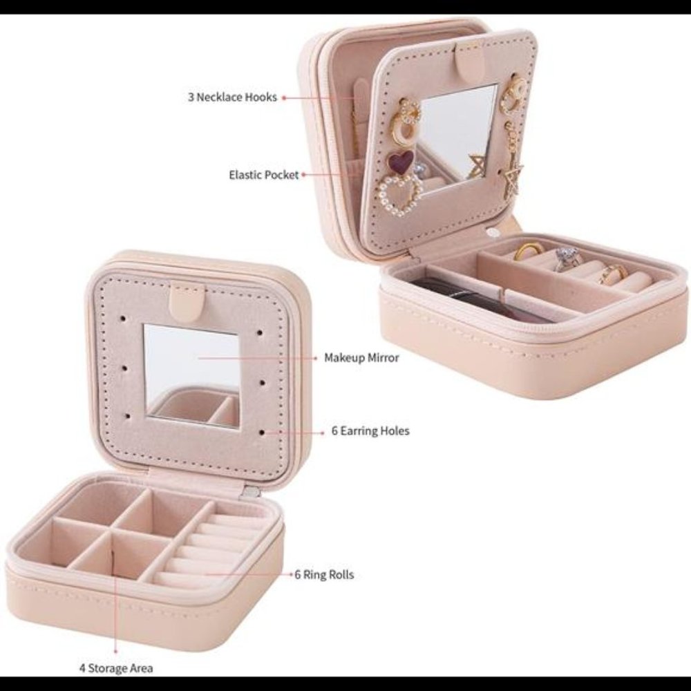 Travel jewelry case Travel jewelry box Travel Jewelry Organizer Small Jewelry - Picture 7 of 7